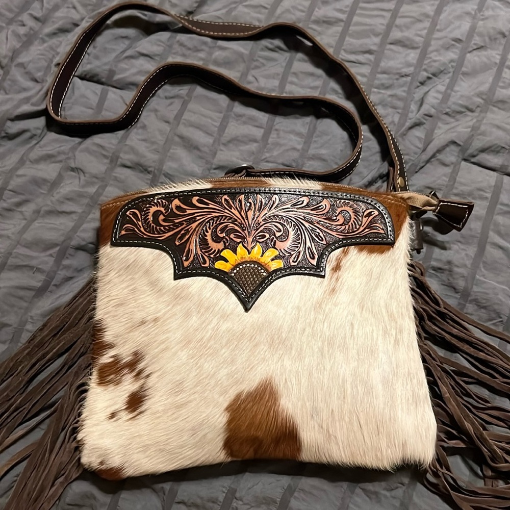 Myra Crossbody tooled leather bag